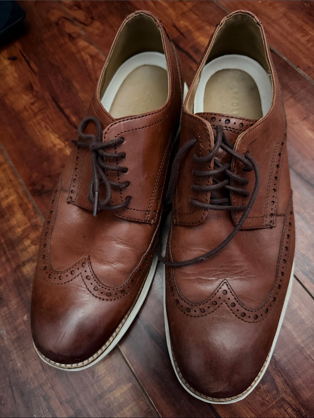 Cole Haan Men's Tan Brown Leather Wingtip Oxfords